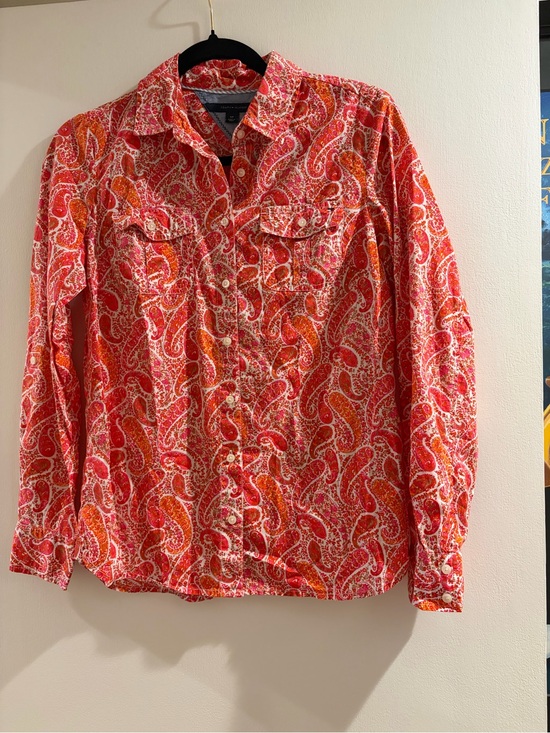 Tommy Hilfiger Tops - Tommy Hilfiger Red and Orange Paisley Button-Down Shirt